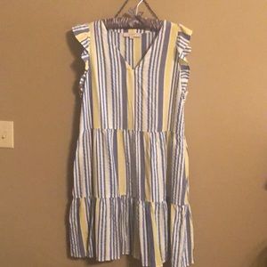 Loft Henley Ruffle Sleeve Swing Dress